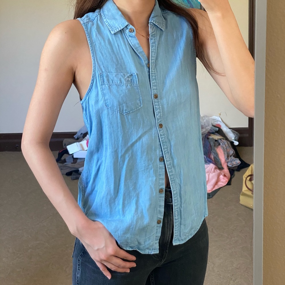 Abercrombie and Fitch Denim Button Down Tank